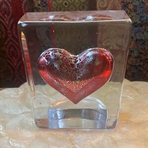 Red Heart Glass Art Piece